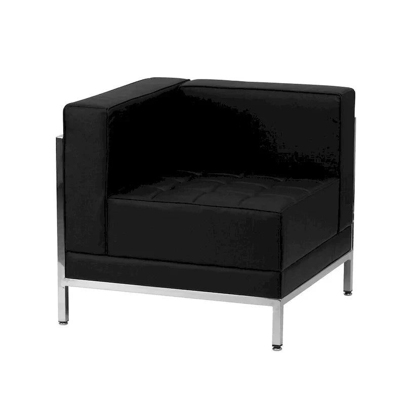 Configuration Sectionnelle Modulable 9 Pièces en LeatherSoft - Pieds en Acier Inoxydable - 140.5L x 28.75 - 140.5P x 27.5H pouces