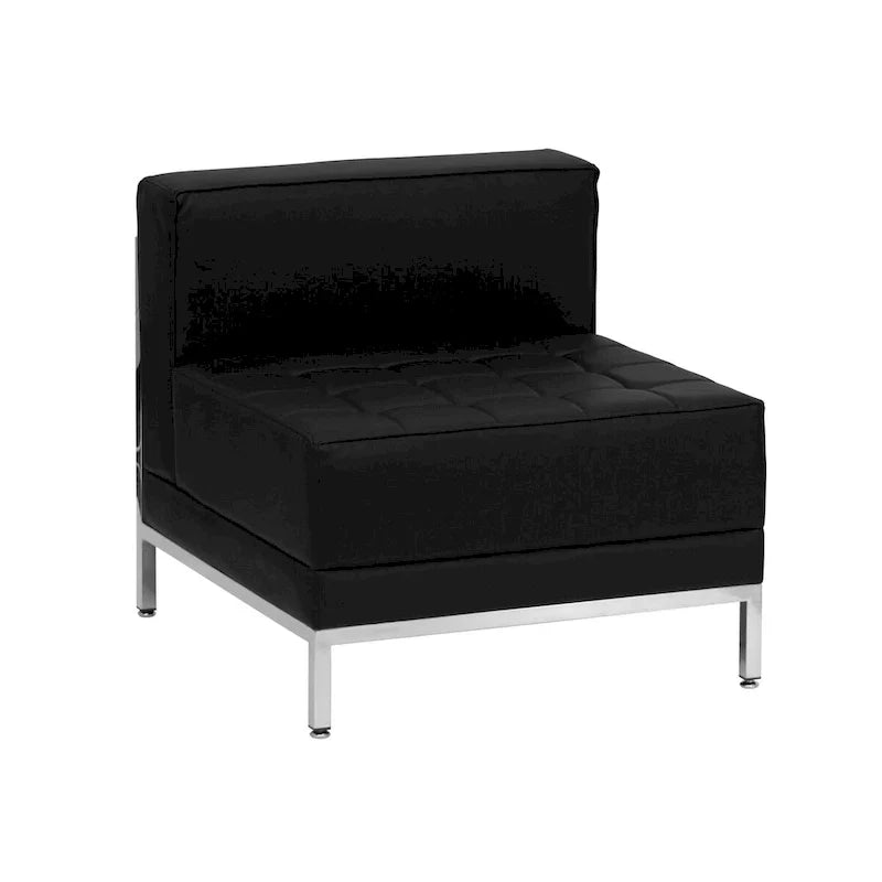 Configuration Sectionnelle Modulable 9 Pièces en LeatherSoft - Pieds en Acier Inoxydable - 140.5L x 28.75 - 140.5P x 27.5H pouces