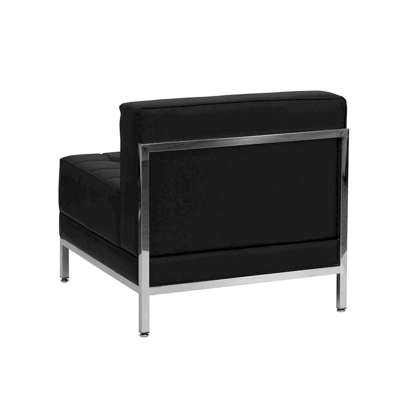 Configuration Sectionnelle Modulable 9 Pièces en LeatherSoft - Pieds en Acier Inoxydable - 140.5L x 28.75 - 140.5P x 27.5H pouces