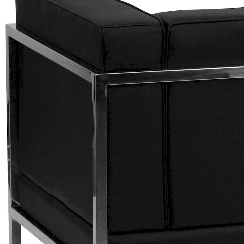 Configuration Sectionnelle Modulable 9 Pièces en LeatherSoft - Pieds en Acier Inoxydable - 140.5L x 28.75 - 140.5P x 27.5H pouces