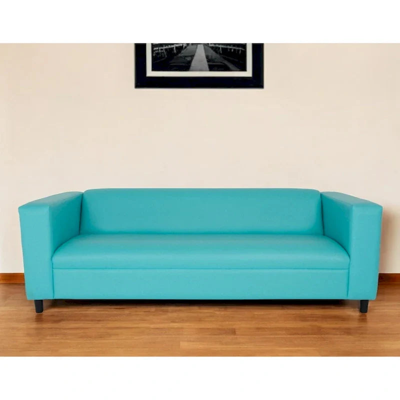 HomeRoots Canapé en similicuir bleu sarcelle 84 po avec pieds noirs - 84