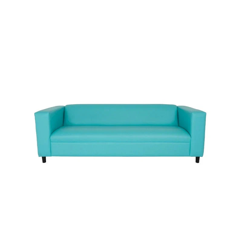HomeRoots Canapé en similicuir bleu sarcelle 84 po avec pieds noirs - 84