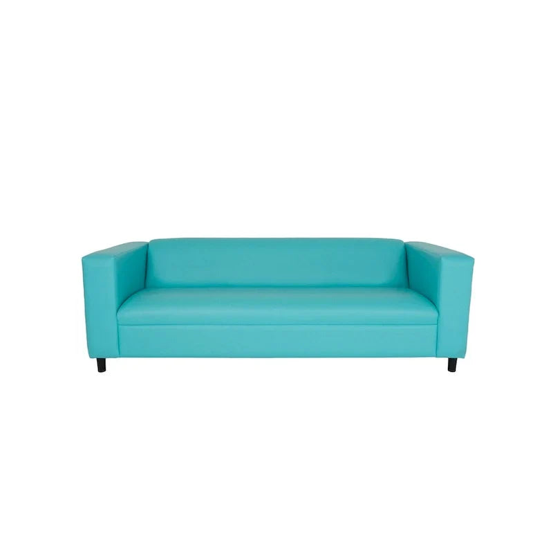 HomeRoots Canapé en similicuir bleu sarcelle 84 po avec pieds noirs - 84