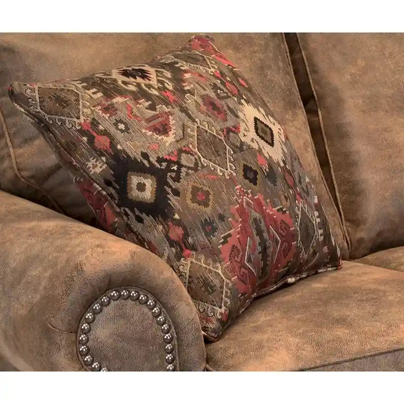 Ensemble canapé et fauteuil en tissu suédine marron rustique Rancho