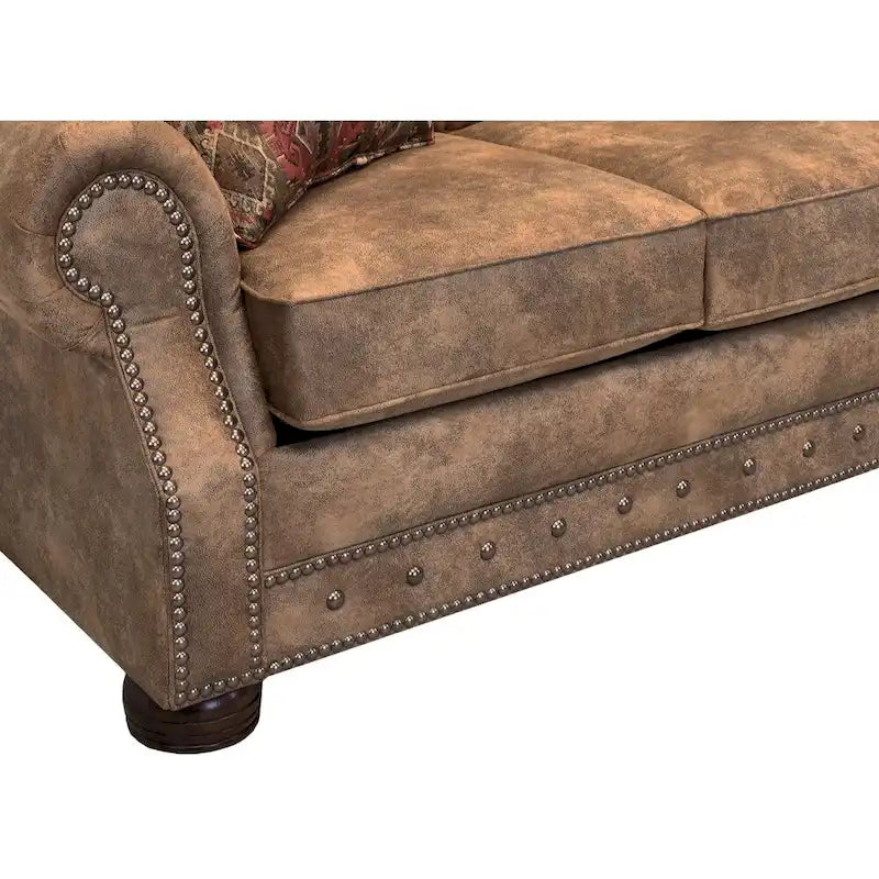 Ensemble canapé et fauteuil en tissu suédine marron rustique Rancho