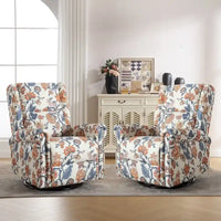 Lot de 2 Fauteuils Inclinables Manuels Pivotants à Bascule à Motif Floral HOMYKA