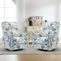 Lot de 2 Fauteuils Inclinables Manuels Pivotants à Bascule à Motif Floral HOMYKA