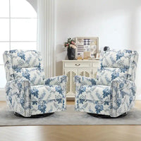 Lot de 2 Fauteuils Inclinables Manuels Pivotants à Bascule à Motif Floral HOMYKA
