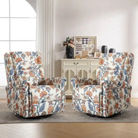 Lot de 2 Fauteuils Inclinables Manuels Pivotants à Bascule à Motif Floral HOMYKA