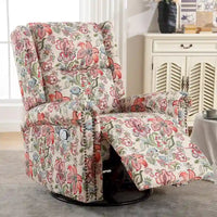 Lot de 2 Fauteuils Inclinables Manuels Pivotants à Bascule à Motif Floral HOMYKA