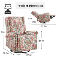Lot de 2 Fauteuils Inclinables Manuels Pivotants à Bascule à Motif Floral HOMYKA