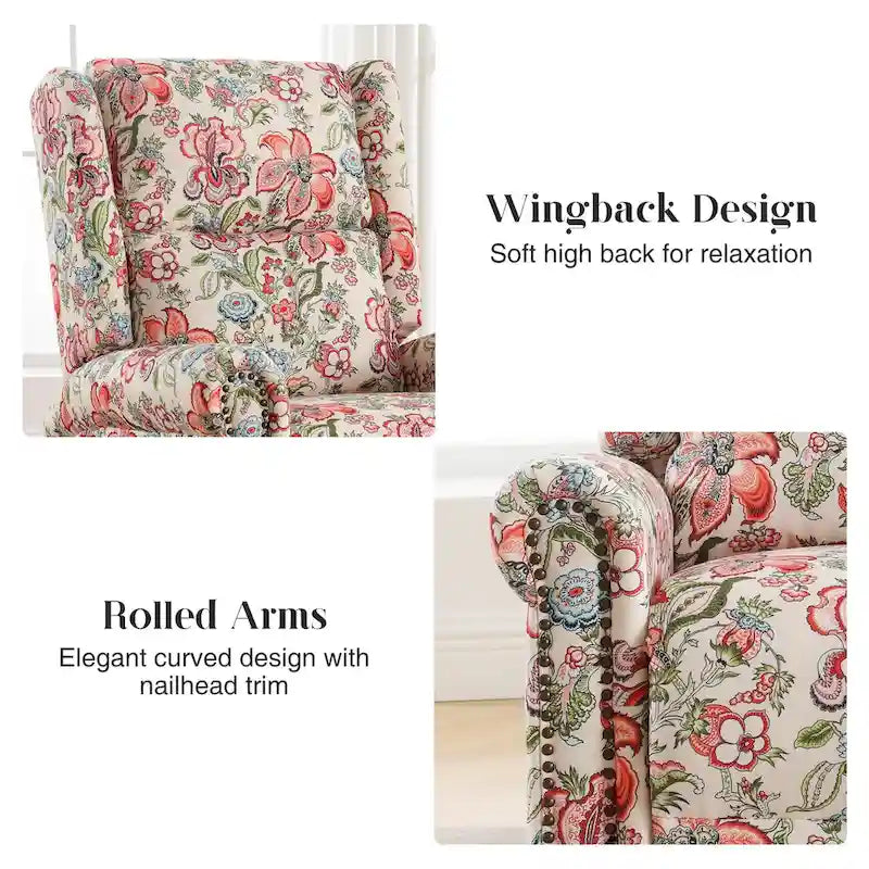 Lot de 2 Fauteuils Inclinables Manuels Pivotants à Bascule à Motif Floral HOMYKA