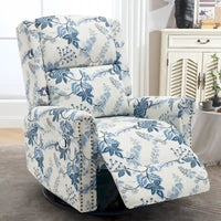 Lot de 2 Fauteuils Inclinables Manuels Pivotants à Bascule à Motif Floral HOMYKA