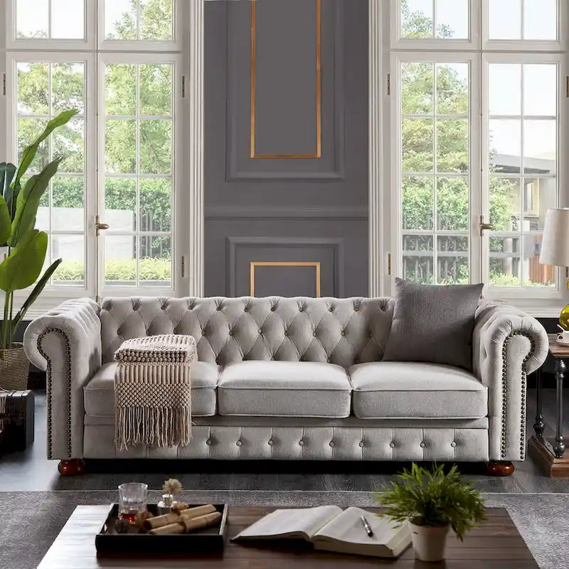 Canapé en tissu de lin Chesterfield