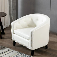 Fauteuil tonneau capitonné en cuir PU, fauteuil tub pour salon, chambre, club