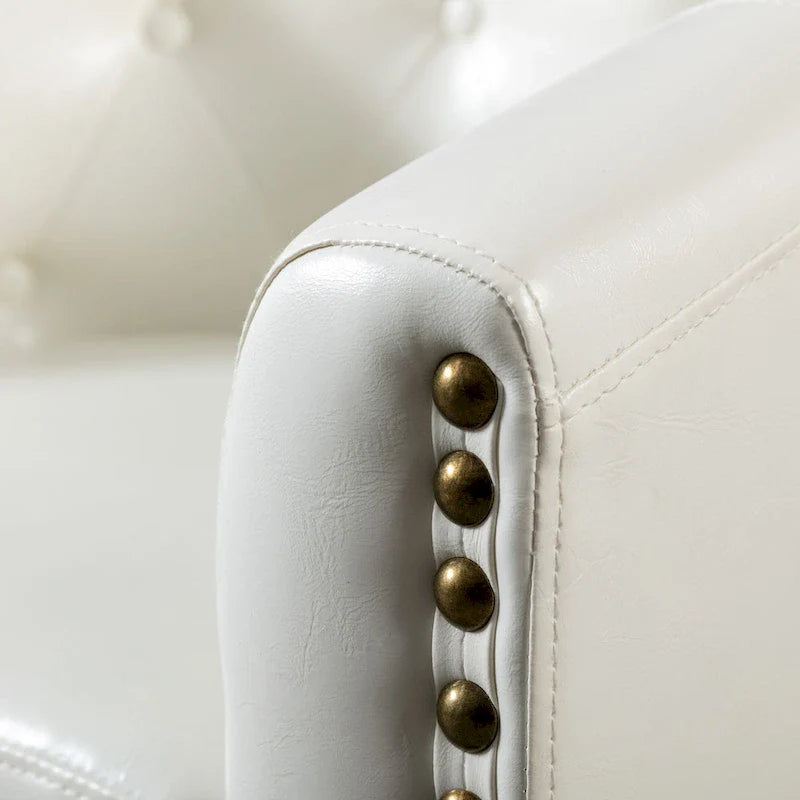 Fauteuil tonneau capitonné en cuir PU, fauteuil tub pour salon, chambre, club