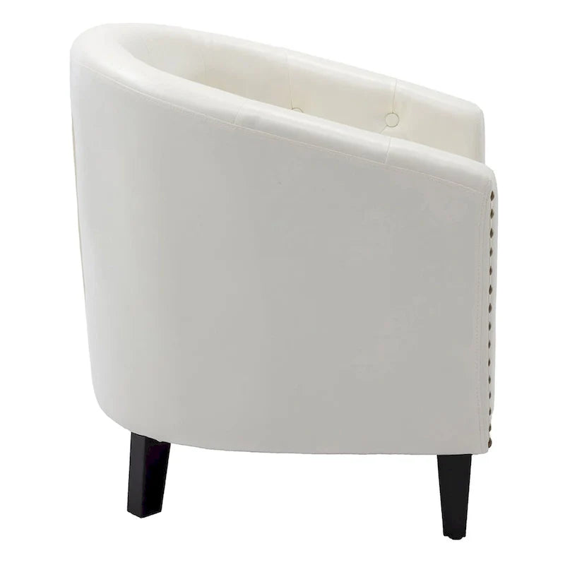 Fauteuil tonneau capitonné en cuir PU, fauteuil tub pour salon, chambre, club