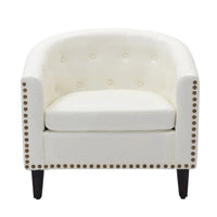 Fauteuil tonneau capitonné en cuir PU, fauteuil tub pour salon, chambre, club