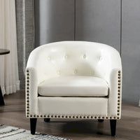 Fauteuil tonneau capitonné en cuir PU, fauteuil tub pour salon, chambre, club