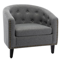 Fauteuil tonneau capitonné en cuir PU, fauteuil tub pour salon, chambre, club