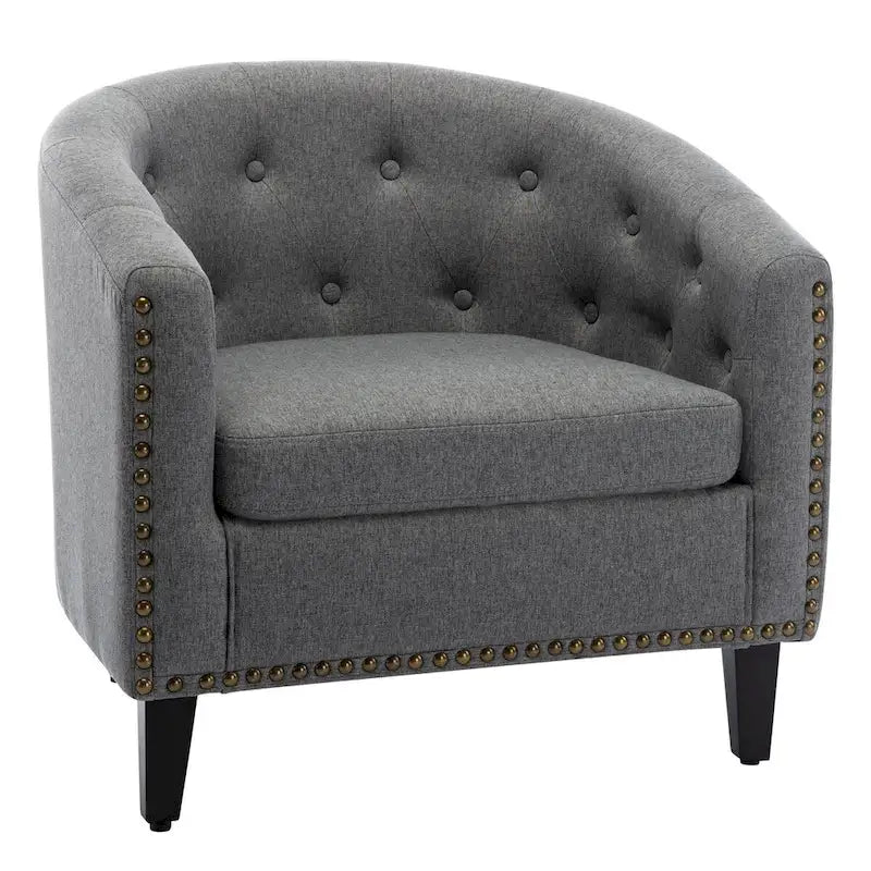 Fauteuil tonneau capitonné en cuir PU, fauteuil tub pour salon, chambre, club