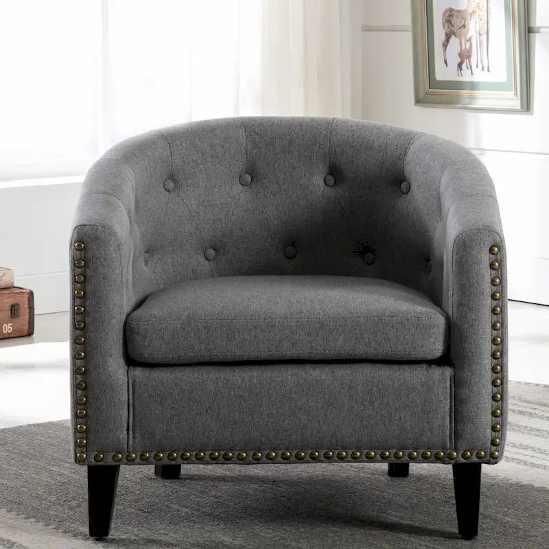 Fauteuil tonneau capitonné en cuir PU, fauteuil tub pour salon, chambre, club