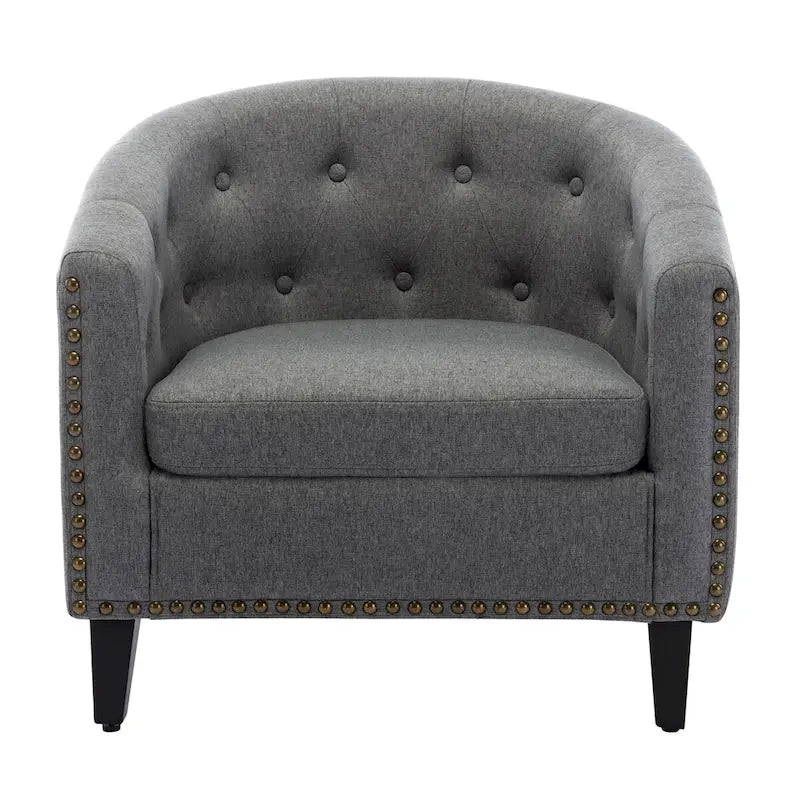 Fauteuil tonneau capitonné en cuir PU, fauteuil tub pour salon, chambre, club