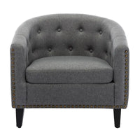 Fauteuil tonneau capitonné en cuir PU, fauteuil tub pour salon, chambre, club