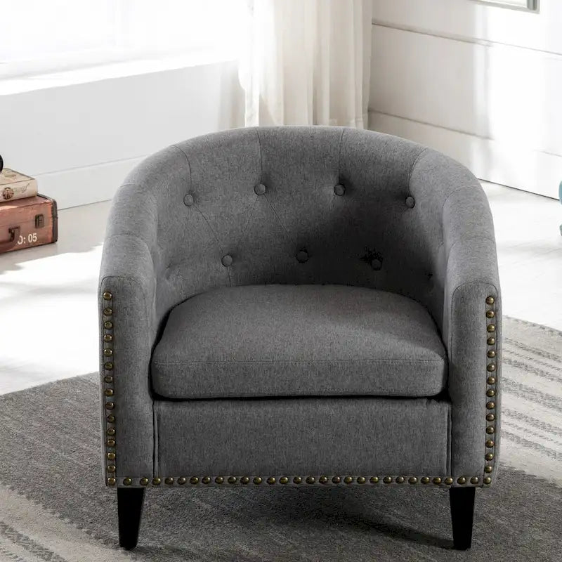 Fauteuil tonneau capitonné en cuir PU, fauteuil tub pour salon, chambre, club