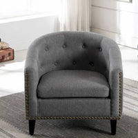 Fauteuil tonneau capitonné en cuir PU, fauteuil tub pour salon, chambre, club