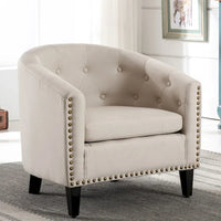 Fauteuil tonneau capitonné en cuir PU, fauteuil tub pour salon, chambre, club
