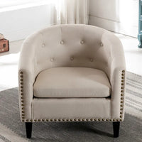 Fauteuil tonneau capitonné en cuir PU, fauteuil tub pour salon, chambre, club