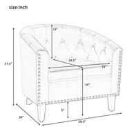 Fauteuil tonneau capitonné en cuir PU, fauteuil tub pour salon, chambre, club