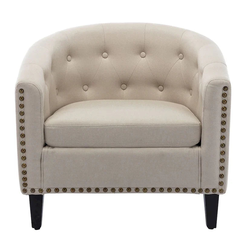 Fauteuil tonneau capitonné en cuir PU, fauteuil tub pour salon, chambre, club