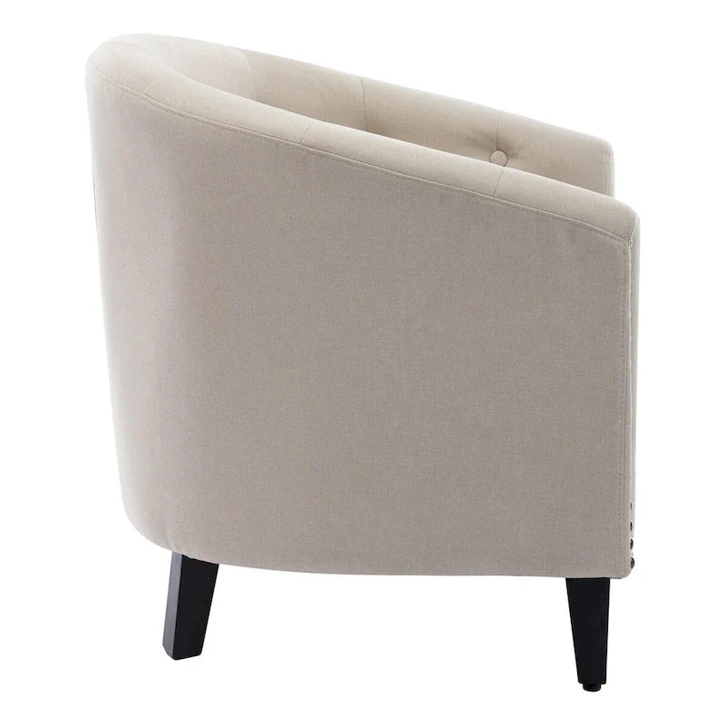 Fauteuil tonneau capitonné en cuir PU, fauteuil tub pour salon, chambre, club