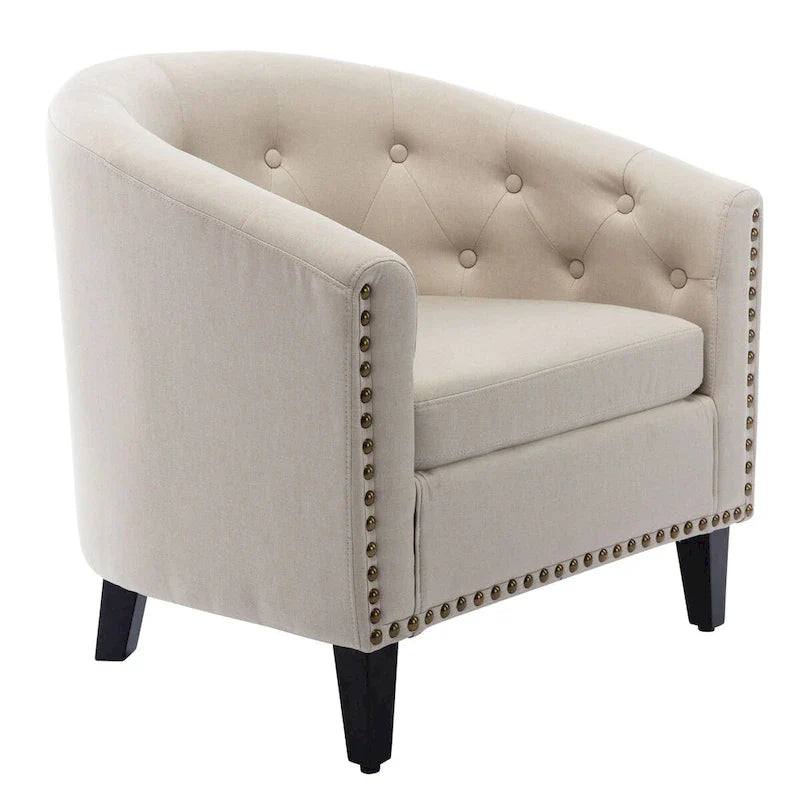 Fauteuil tonneau capitonné en cuir PU, fauteuil tub pour salon, chambre, club