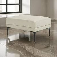 Ottoman Salk de 76 cm, Assise rectangulaire capitonnée, Rembourrage gris clair