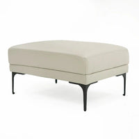 Ottoman Salk de 76 cm, Assise rectangulaire capitonnée, Rembourrage gris clair