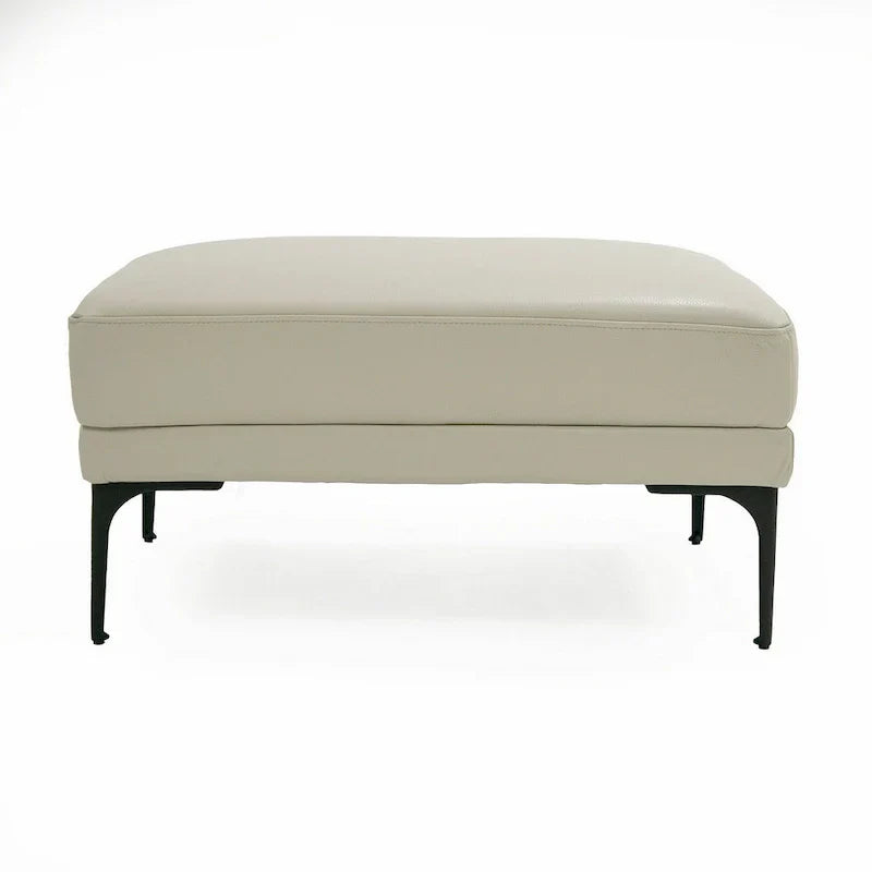 Ottoman Salk de 76 cm, Assise rectangulaire capitonnée, Rembourrage gris clair