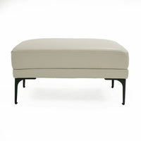 Ottoman Salk de 76 cm, Assise rectangulaire capitonnée, Rembourrage gris clair