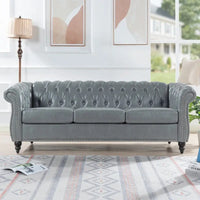 GEITIN 84.65 Canapé Chesterfield 3 places avec accoudoirs arrondis en PU