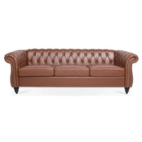 GEITIN 84.65 Canapé Chesterfield 3 places avec accoudoirs arrondis en PU