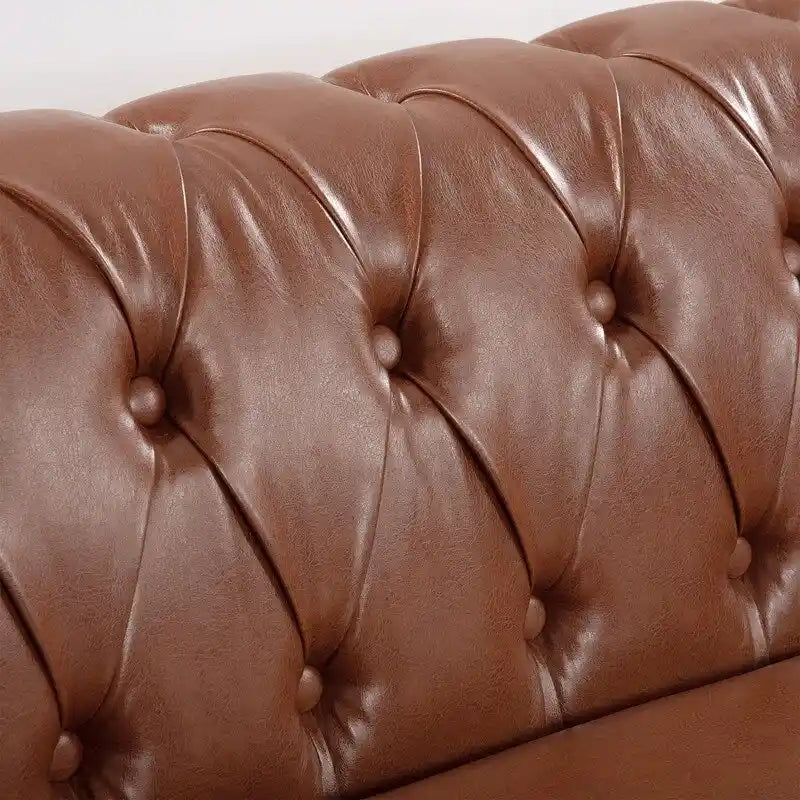 GEITIN 84.65 Canapé Chesterfield 3 places avec accoudoirs arrondis en PU