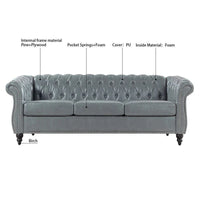 GEITIN 84.65 Canapé Chesterfield 3 places avec accoudoirs arrondis en PU