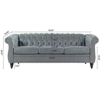 GEITIN 84.65 Canapé Chesterfield 3 places avec accoudoirs arrondis en PU