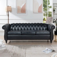 GEITIN 84.65 Canapé Chesterfield 3 places avec accoudoirs arrondis en PU