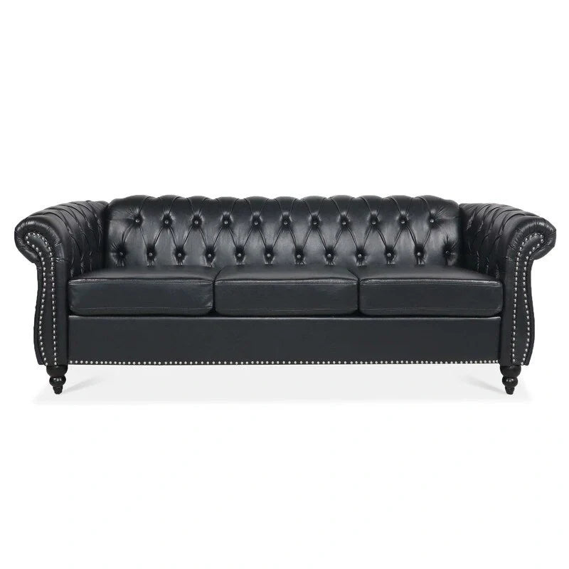 GEITIN 84.65 Canapé Chesterfield 3 places avec accoudoirs arrondis en PU