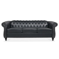 GEITIN 84.65 Canapé Chesterfield 3 places avec accoudoirs arrondis en PU
