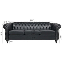 GEITIN 84.65 Canapé Chesterfield 3 places avec accoudoirs arrondis en PU