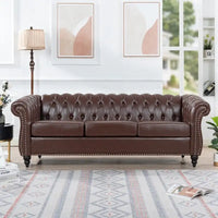 GEITIN 84.65 Canapé Chesterfield 3 places avec accoudoirs arrondis en PU